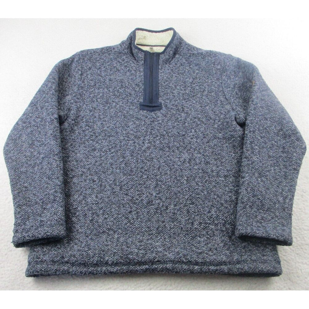 Orvis Fleece Sweater Mens M Sherpa Lined Classic Collection Zip‎ Pullover Blue